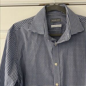 Michael Kors Men's Navy and White Gingham Shirt